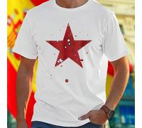 Shein Camiseta Hombre Red Star With Bullet Holes And Paint Splatters Moda Urbana Juvenil Original Casual Estilo Callejero Oferta Exclusiva Regalo Cool Outf