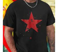 Shein Camiseta Hombre Red Star With Bullet Holes And Paint Splatters Moda Urbana Juvenil Original Casual Estilo Callejero Oferta Exclusiva Regalo Cool Outf