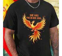Shein Camiseta Hombre SHE HAS FIRE IN HER SOUL Algodón Casual Moda Streetwear Estilo Juvenil Regalo Oferta Excepcional Comodidad Ideal Promoción