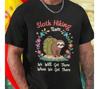 Shein Camiseta Hombre Sloth Hiking Team We Will Get There When We Get There Moda Casual Aventurero Ropa Original Regalo Divertido Oferta Exclusiva Senderism
