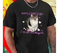 Shein Camiseta hombre Sorry I Can t Go I m an Inside Cat divertida casual cómoda diseño original para amantes de gatos moda juvenil regalo ideal oferta excl