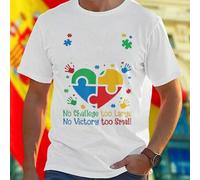Shein Camiseta Hombre Special Education No Challenge too Large No Victory too Small Moda Casual Inspiradora Regalo Original Cómoda Estilo Juvenil Oferta Exc