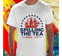 Shein Camiseta Hombre SPILLING THE TEA SINCE 1773 Moda Casual Estilo Moderno Ropa Urbana Oferta Exclusiva Regalo Original Streetwear Calidad Promoción