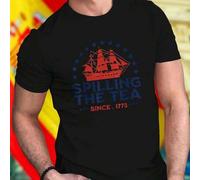 Shein Camiseta Hombre SPILLING THE TEA SINCE 1773 Moda Casual Estilo Moderno Ropa Urbana Oferta Exclusiva Regalo Original Streetwear Calidad Promoción