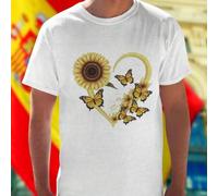 Shein Camiseta Hombre Sunflower Butterfly Heart Estilo Casual Verano Moda Exclusiva Ligera Cómoda Regalo Original Oferta Especial Promoción Descuento Idea