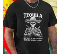 Shein Camiseta Hombre Tequila May Not Be The Answer But It S Worth A Shot Algodón Suave Casual Estilo Divertido Regalo Original Moda Oferta Exclusiva Outfit