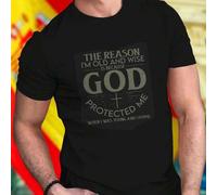 Shein Camiseta Hombre THE REASON I M OLD AND WISE IS BECAUSE GOD PROTECTED ME WHEN I WAS YOUNG AND STUPID Moda Casual Inspiradora Juvenil Regalo Original Co
