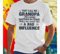 Shein Camiseta Hombre THEY CALL ME GRANDPA Because PARTNER IN CRIME Makes me sound like A BAD INFLUENCE Regalo Divertido Día del Padre Estilo Juvenil Ropa C