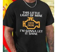 Shein Camiseta Hombre THIS LITTLE LIGHT OF MINE CHECK ENGINE GONNA LET IT SHINE Estilo Urbano Divertida Casual Juvenil Moda Cómoda Popular Regalo Original
