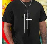 Shein Camiseta Hombre Three White Crosses on Black Background Moda Moderna Juvenil Oferta Especial Alta Calidad Ideal Regalo Fashion Promoción
