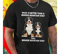 Shein Camiseta Hombre What Is Better Than A Bernese Mountain Dog Two Bernese Mountain Dog Algodón Divertida Regalo Original Moda Casual Estilo Único Para Am