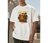 Shein Camiseta "Home Alone Merry Most" de talla grande, suave poliéster-algodón, antiencogimiento, corte clásico, ropa de calle, lig era y esencial.