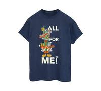 Shein Camiseta informal de algodón para mujer/dama con diseño de Mickey Mouse que dice "Todo para mí" (azul marino)