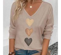 Shein Camiseta informal de manga larga con escote en V, mangas acampanadas y estampado degradado de corazón, una versátil y exitosa vendedora