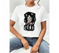 Shein Camiseta informal de verano de Robert Smith de The Cure, algodón de 220 g, cuello redondo y manga corta (1 unidad)