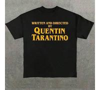 Shein Camiseta informal estampada de algodón 100 % para hombre, escrita y dirigida por Quentin Tarantino (1 pieza), cuello redondo y manga corta, 220 g, ide