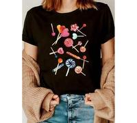 Shein Camiseta informal para mujer, de manga corta y cuello redondo, ligeramente elástica, para primavera y verano. Novedades: flores en relieve de abeto, l