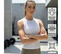 Shein Camiseta interior sin mangas de mujer de secado rápido, de base para ciclismo, que absorbe la humedad, top deportivo blanco