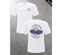 Shein Camiseta Jack&Jones para hombre, con estampado a doble cara, moderna, informal, cuello redondo, 220 g/m², algodón puro (1 pieza)