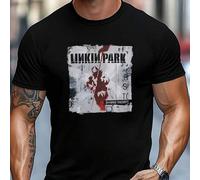 Shein Camiseta Linkin Park Hybrid Theory para hombre. Camiseta estampada de moda, 220 g/m², para hombre, informal, cuello redondo, puro algodón, manga corta