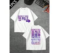 Shein Camiseta Machine Gun Kelly para hombre con estampado a doble cara, moderna, informal, cuello redondo, 220 g/m², algodón puro (1 pieza)