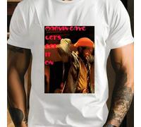 Shein Camiseta Marvin Gaye "Let's Get It On", cuello redondo para hombre, 220 g/m², verano, algodón puro, manga corta (1 unidad)