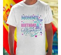 Shein Camiseta Mujer MOMMY of the BIRTHDAY Mermaid Fiesta Temática Sirena Regalo Original Cumpleaños Divertido Moda Casual Oferta Especial Ropa Bonita Excl