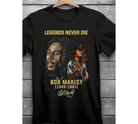 Shein Camiseta negra Bob Marley Legends Never Die Band, tallas S-3XL, unisex, de algodón, manga corta, cuello redondo, estilo anime japonés, ideal para el v