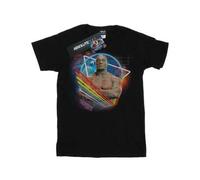 Shein Camiseta negra con estampado de Drax de Guardianes de la Galaxia en neón para hombres