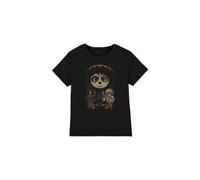 Shein Camiseta negra con póster pintado de niños/niños con calavera de Ernesto Miguel Héctor
