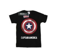 Shein Camiseta negra con texto y escudo del Capitán América para hombres
