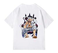 Shein Camiseta negra de algodón con estampado gráfico de Portgas D. Ace de ONE PIECE, 100% algodón, camisetas deportivas para hombres, ropa unisex lavable a