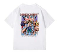 Shein Camiseta negra de algodón con estampado gráfico de Portgas D. Ace de ONE PIECE, 100% algodón, camisetas deportivas para hombres, ropa unisex lavable a