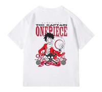 Shein Camiseta negra de algodón con estampado gráfico de Portgas D. Ace de ONE PIECE, 100% algodón, camisetas deportivas para hombres, ropa unisex lavable a