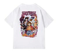 Shein Camiseta negra de algodón con estampado gráfico de Portgas D. Ace de ONE PIECE, 100% algodón, camisetas deportivas para hombres, ropa unisex lavable a