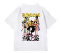 Shein Camiseta negra de algodón con estampado gráfico de Portgas D. Ace de ONE PIECE, 100% algodón, camisetas deportivas para hombres, ropa unisex lavable a
