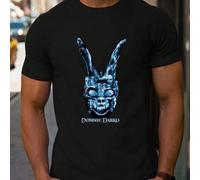 Shein Camiseta negra para hombre con motivo "Donnie Darko". Camiseta informal de algodón puro de manga corta y cuello redondo para hombre, 220 g/m² (1 unida
