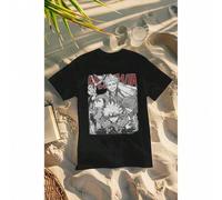 Shein Camiseta negra para mujer y hombre con estampado de personaje de anime Gachiakuta - Camiseta gráfica esencial de anime de 220 g/m², de manga corta, cu