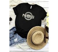 Shein Camiseta negra rara de agente especial de NCIS New Orleans de 180g de algodón puro - Talla grande para hombres - Ropa casual y transpirable de Port &