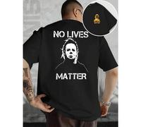 Shein Camiseta "No Lives Matter", para hombre, con estampado de doble cara, moderna, informal, cuello redondo, 220 g/m², algodón puro (1 unidad)