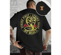 Shein Camiseta "No Mercy", para hombre, con estampado de doble cara, cuello redondo, informal, 220 g/m², algodón puro (1 unidad)