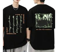 Shein Camiseta O Negative October Rust, Camiseta de la banda de metal gótico, Camisetas de algodón de manga corta oversize vintage para hombres
