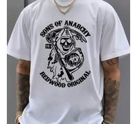 Shein Camiseta original de Sons of Reaper Redwood, cuello redondo para hombre, 220 g/m², verano, puro algodón, manga corta (1 pieza)