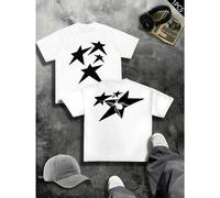 Shein Camiseta oversize "Amor propio, Valor, Respeto" para hombre con estampado a doble cara, moderna, informal, cuello redondo, 220 g/m², algodón puro (1 p