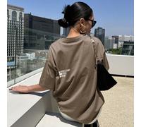 Shein Camiseta oversize con estampe de letras, frase "CHERISH TIME EFFECT DREAM"