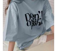 Shein Camiseta oversize con gráfico de letras y hombros caídos "No pienses demasiado"
