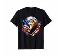 Shein Camiseta para amantes de los lobos, águila calva, bandera estadounidense, luna llena, año nuevo. Suave y divertida para todas las estaciones y un buen