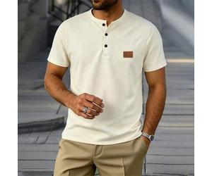 Shein Camiseta para hombre, a cuadros marrón, verano, casual, vacaciones, suave & transpirable, ajuste deportivo, diseño minimalista para uso diario, fitnes