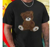 Shein Camiseta para hombre Brown Teddy Bear With Heart Shaped Paws Plush Toy diseño exclusivo suave y cómodo moda casual ideal regalo oferta especial