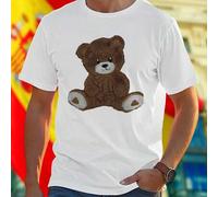 Shein Camiseta para hombre Brown Teddy Bear With Heart Shaped Paws Plush Toy diseño exclusivo suave y cómodo moda casual ideal regalo oferta especial